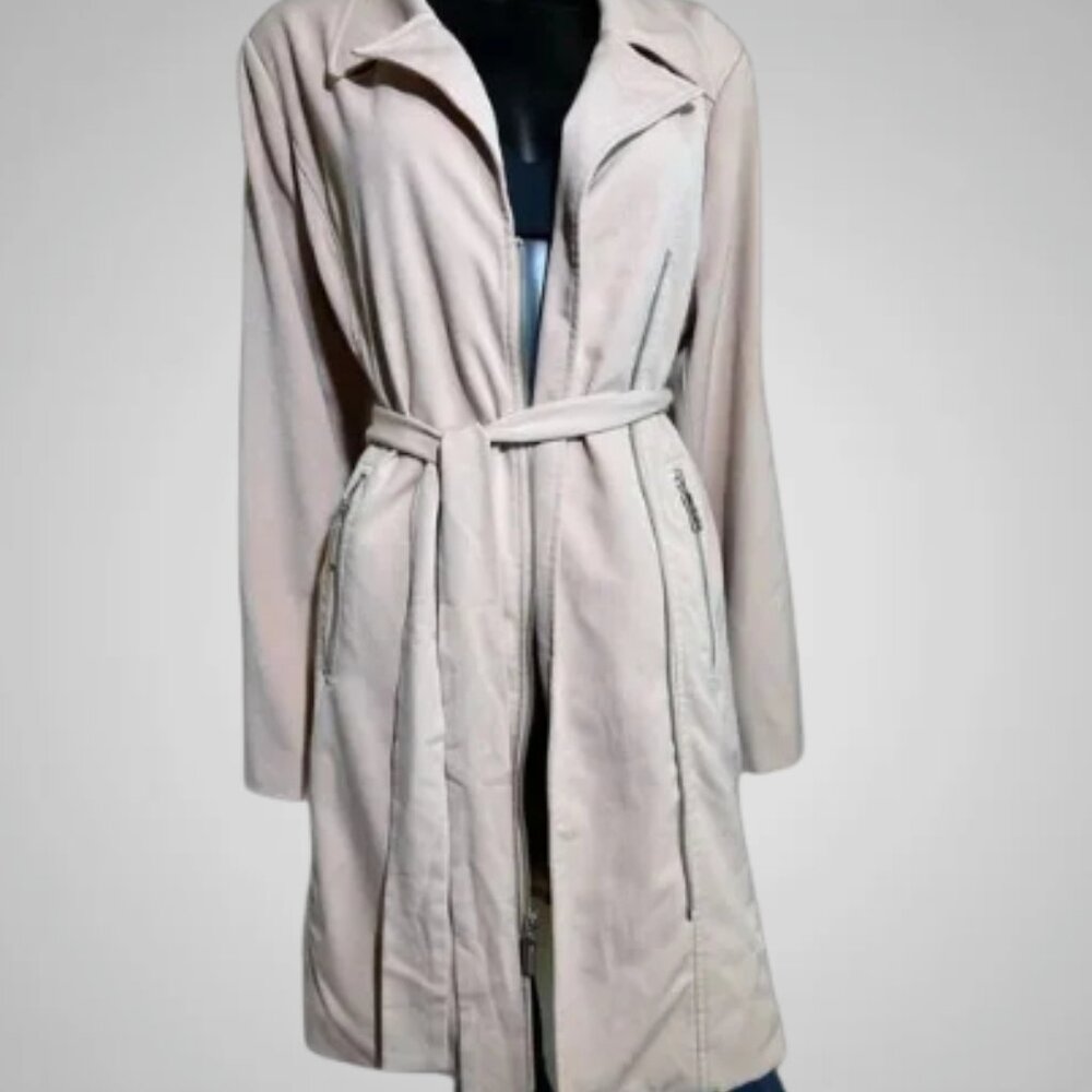 Kris Jenner Kollection Trench Assymetrical Front Zip Trench Coat (L)
